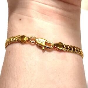 18k Genuine Gold Plated Bracelet Cuban Snake Chain Birthday Anniversary Gift NEW